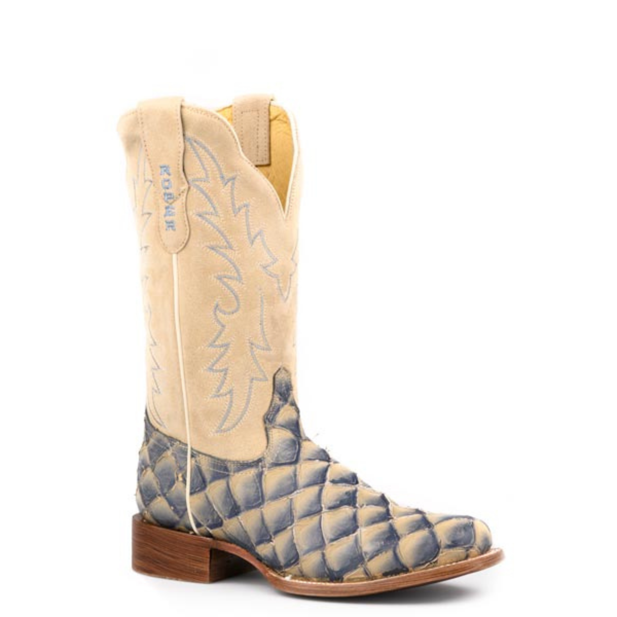 Roper Women's Faith Pirarucu Embossed Western Boot in Denim Blue