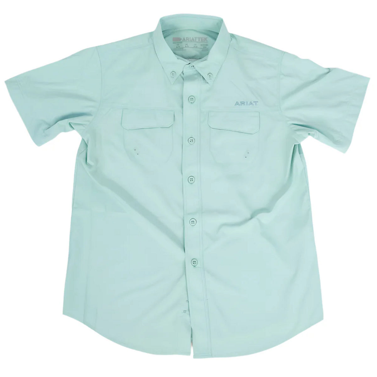 Ariat Youth Boy's S/S VentTEK Outbound Classic Fit Western Button Down Shirt in Aqua