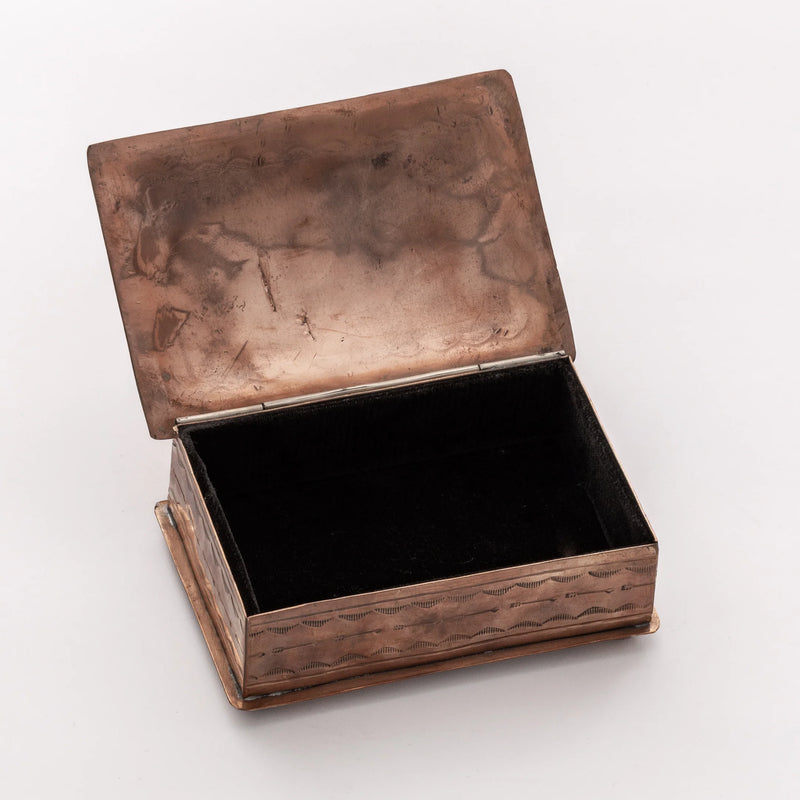 Small Stamped Copper Box With Silver Longhorn Icon by J. Alexander Rustic Silver