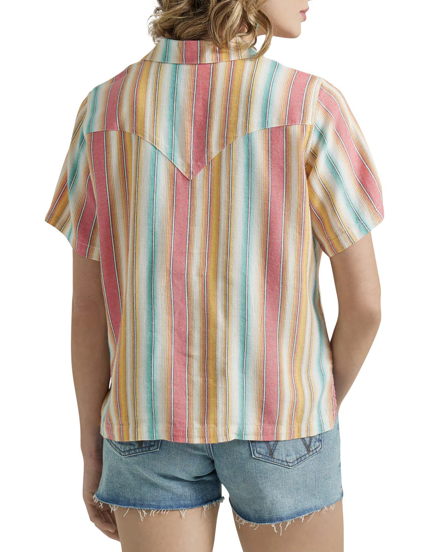 Wrangler Retro Women's Americana Camp Shirt in Multi Stripe