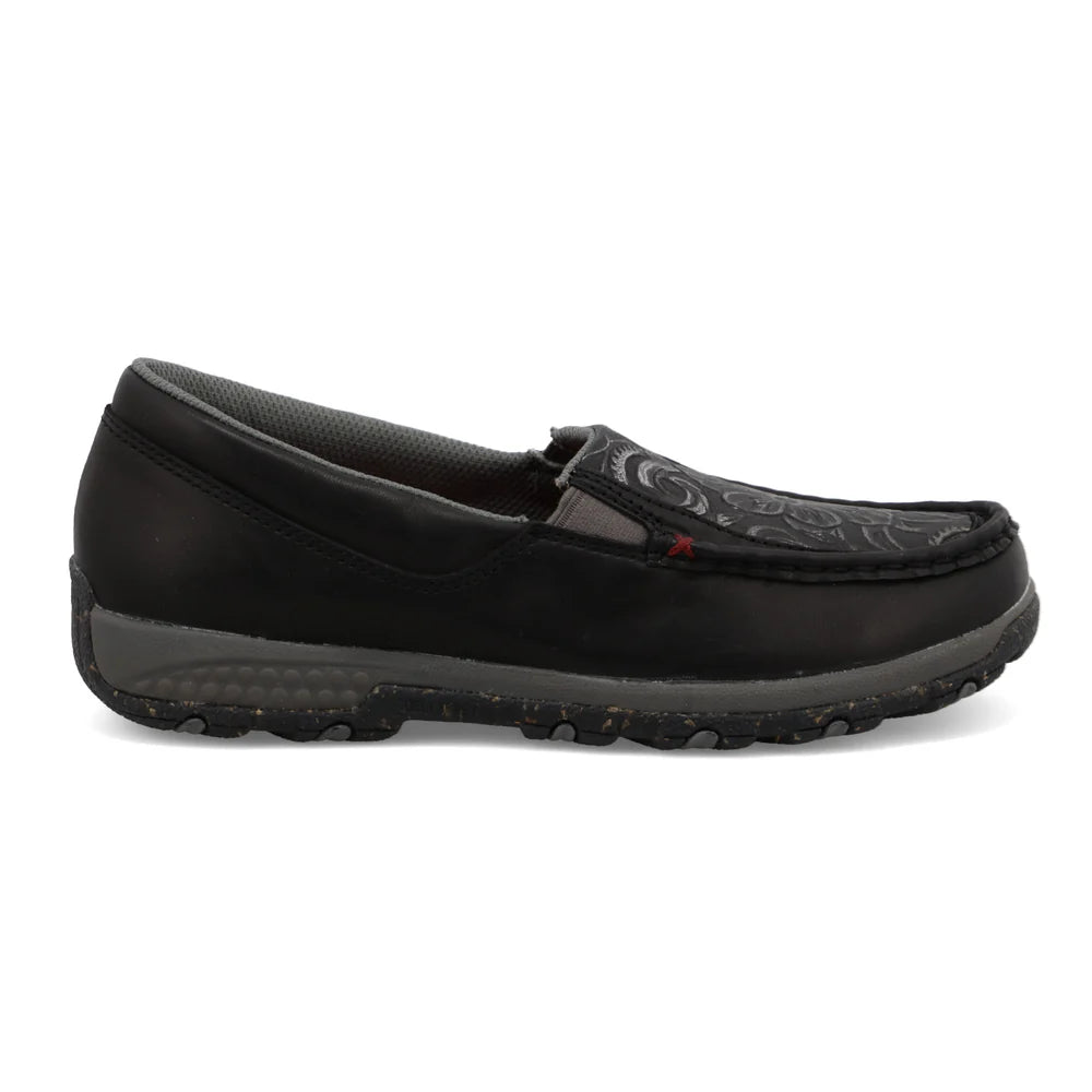 Twisted X Women's Slip-On Driving Moc in Black and Tooled Black