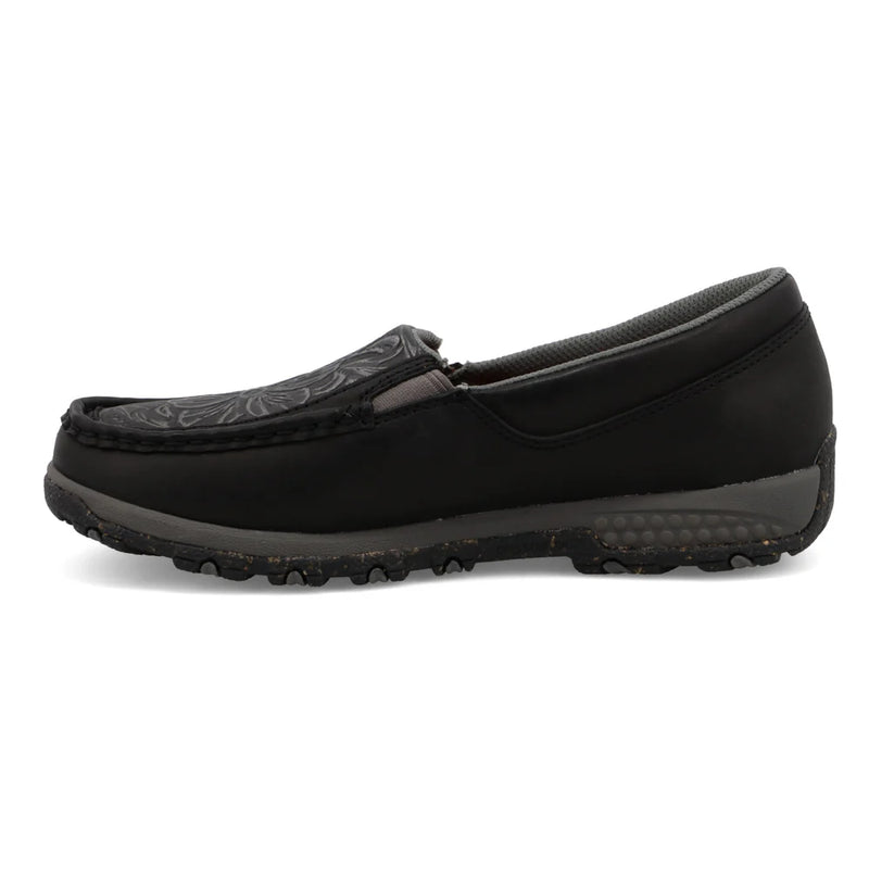 Twisted X Women's Slip-On Driving Moc in Black and Tooled Black