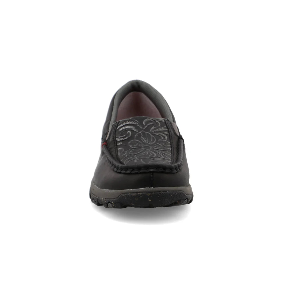 Twisted X Women's Slip-On Driving Moc in Black and Tooled Black