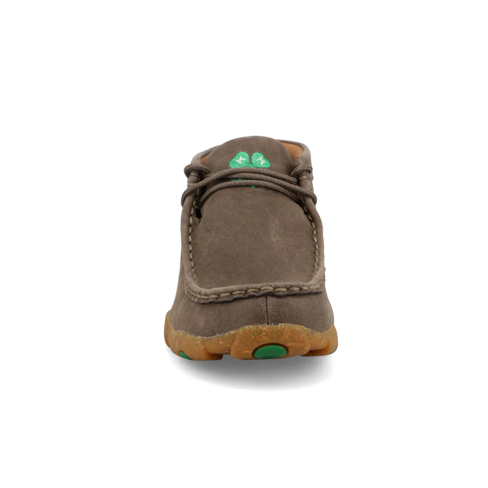 Twisted X Kid's Chukka Driving Moc in Deep Taupe & Kelly Green