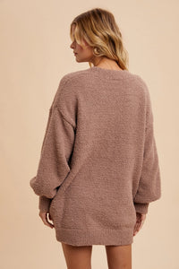 Women's Button Front Chenille Cardigan in Taupe