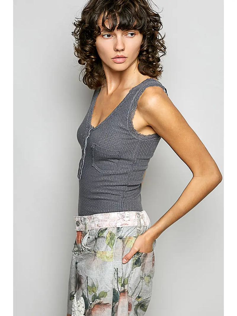 Women's Ribbed Knit V-Neck Tank (Three Colors)