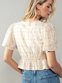 Women's Summer Fields Cropped Blouse in Tan Ivory