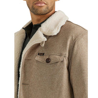 Wrangler Men's Sherpa Lined Herringbone Tweed Jacket in Neutral Brown