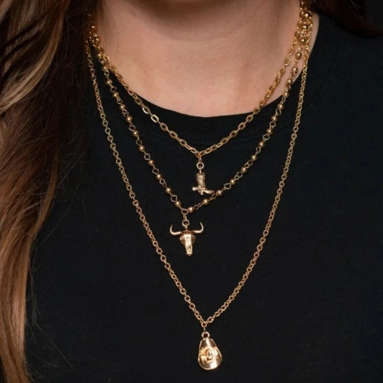 West & Co. Gold Layered Western Icons Multi-Chain Necklace