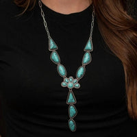 West & Co. Silver Multi-Shaped Turquoise Concho Lariat Necklace