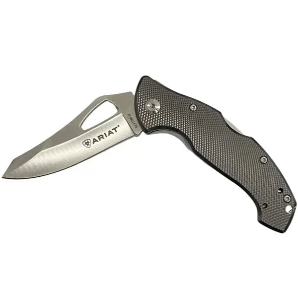 Ariat Textured Aluminum Plain Blade Pocket Knife