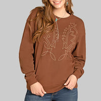 Rock & Roll by Panhandle Slim Women's Embroidered Boot Stitch Sweatshirt (Available in 2 Colors)