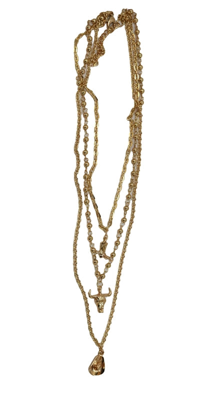 West & Co. Gold Layered Western Icons Multi-Chain Necklace