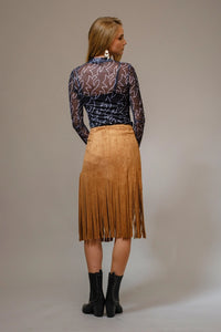 Women's L/S Boot Stitch Mesh Top in Black