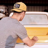 Cowboy Cool "Western Reserve" Rope Trucker Hat in Mustard Yellow