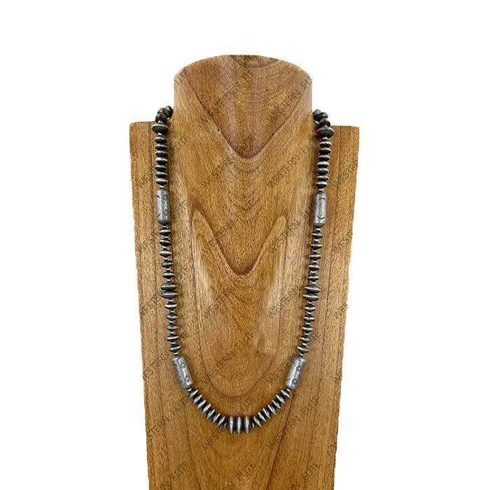 26" Navajo Inspired Saucer & Totem Bead Statement Necklace