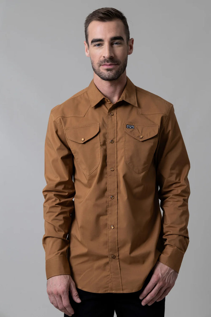 Kimes Ranch Men's L/S Blackout Western Snap Shirt in Brown