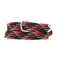 Black, Grey, and Red Nylon Braided Belt
