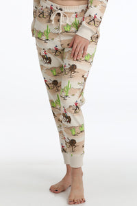 Cruel Women's Cowboy Print Jogger Pant in Cream