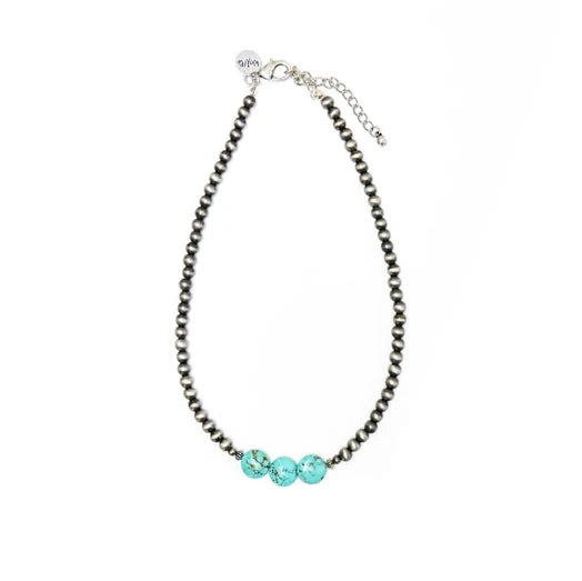 West & Co. Silver Navajo Inspired Pearl & Round Turquoise Beaded Necklace