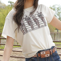 Cruel Women's Rodeo Cowboy Graphic Cropped T-Shirt in Cream