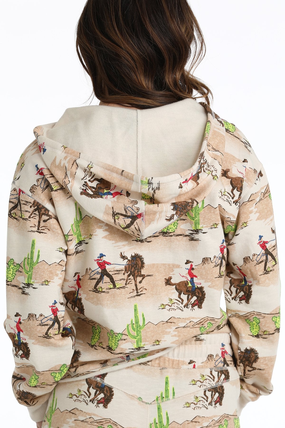 Cruel Women's Cowboy Print Hoodie in Cream