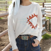 Cruel Women's L/S Southwestern French Terry Sweatshirt in Cream