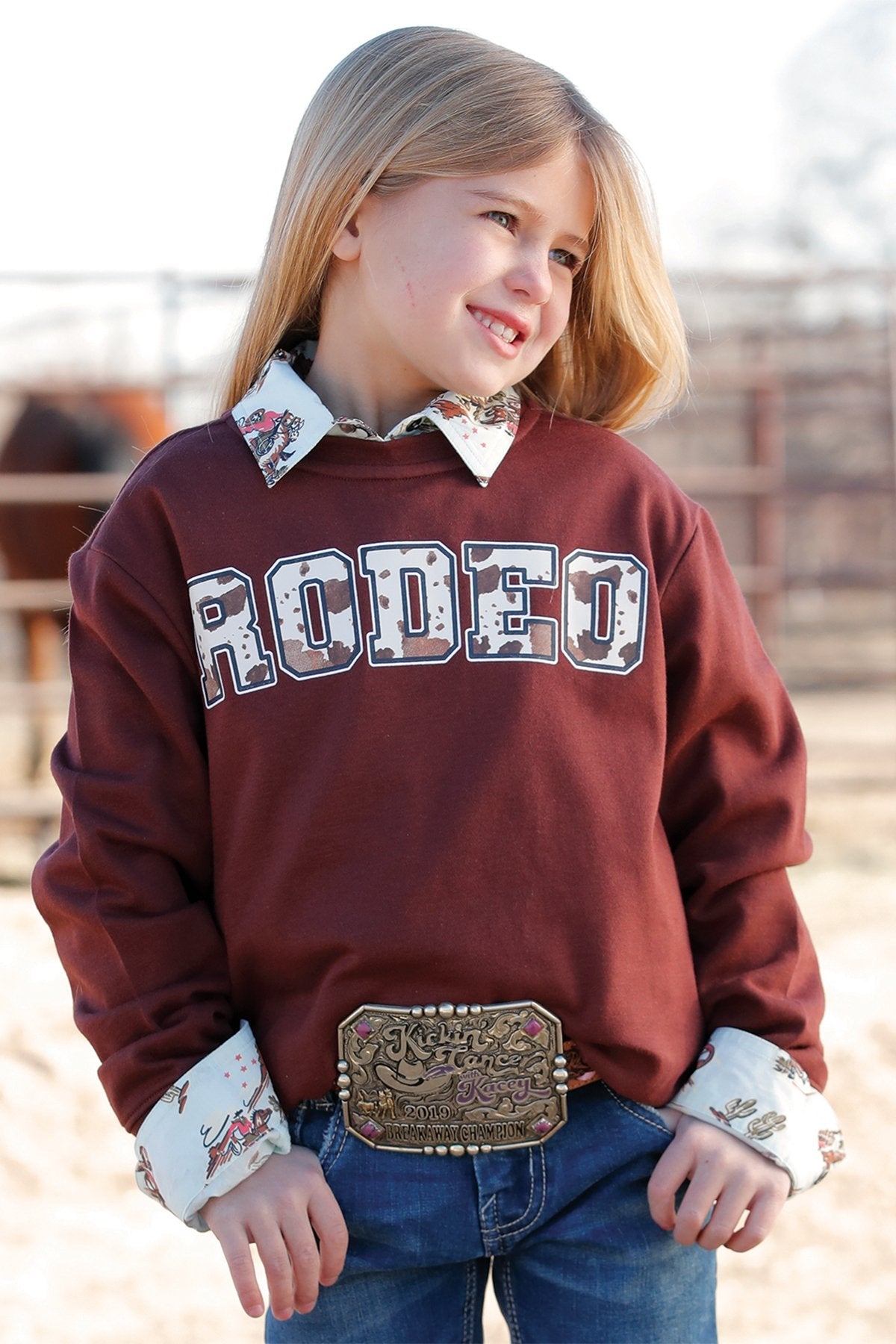 Cruel Girl's Rodeo Sweatshirt in Burgundy