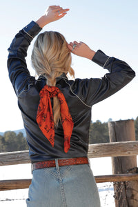 Cruel Women's Satin Wild Rag Scrunchy Combo in Burnt Orange & Brown