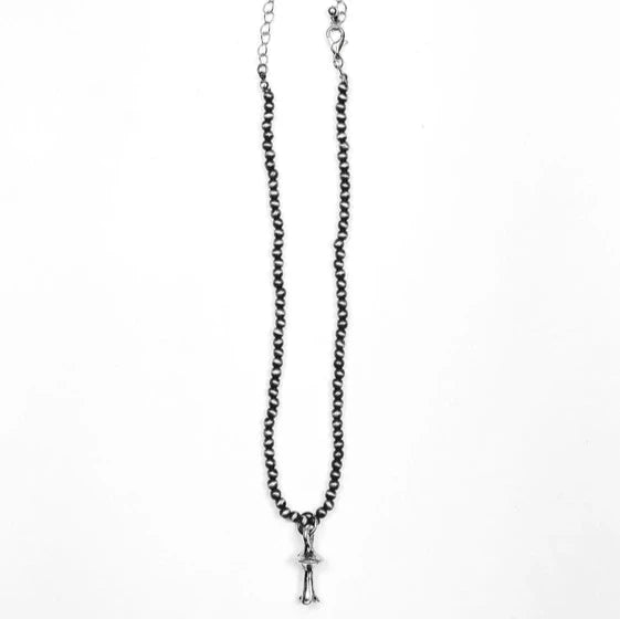 West & Co. Dainty Silver Navajo Inspired Pearl Blossom Pendant Necklace