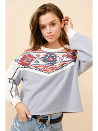 Women's Embroidered Contrast Yoke Sweatshirt