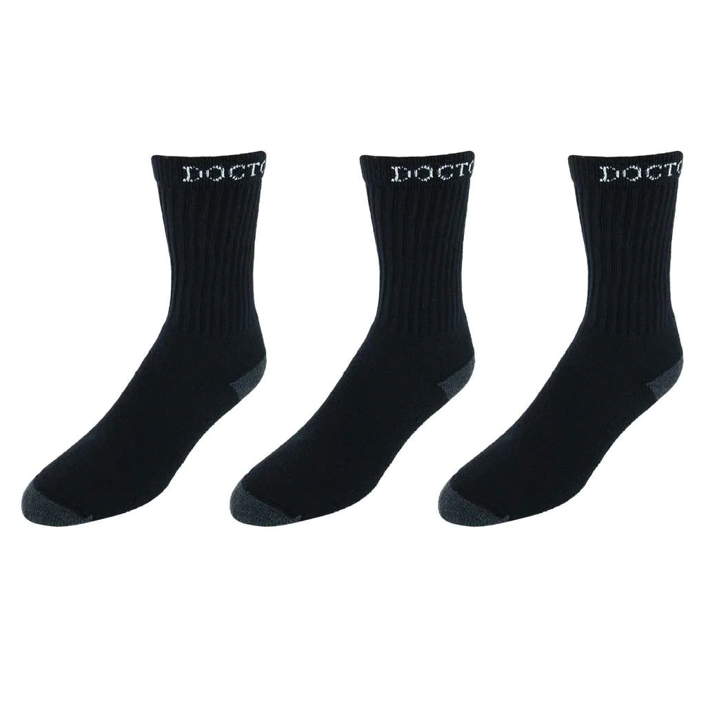 Boot Doctor Men's Black Crew Boot Socks- 3 Pair