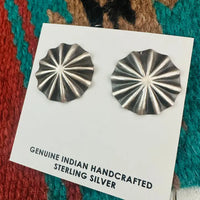 Navajo Sterling Silver Concho Post Earrings