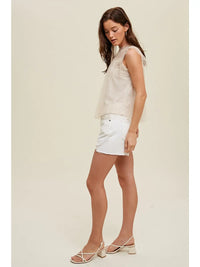 Women's Metallic Polka Dot High Neck Top