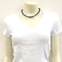 15" Silver Rondelle Navajo Inspired Bead Necklace