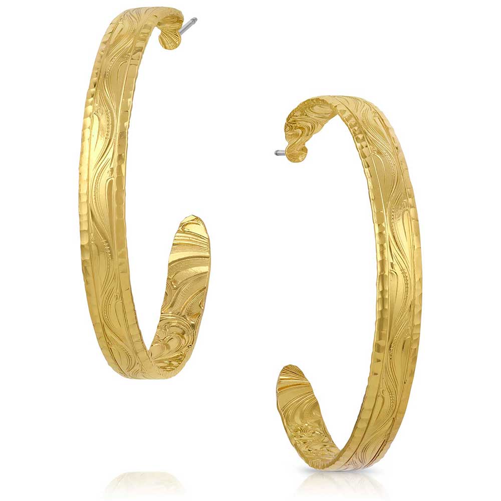 Montana Silversmiths Timeless Elegance Chiseled Gold Hoop Earrings