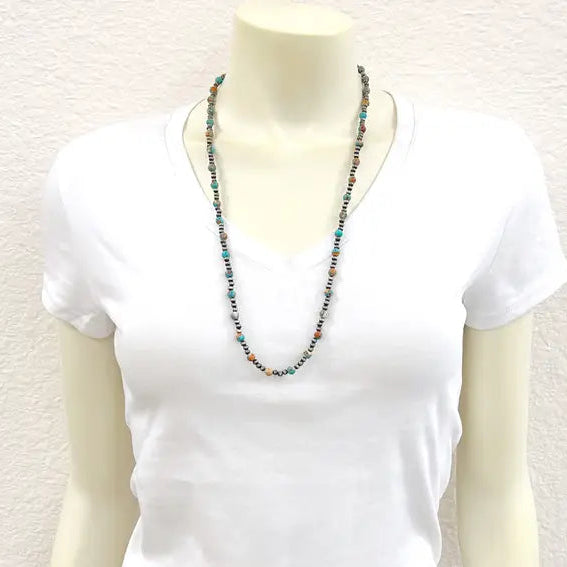 26" Handmade Navajo Inspired Gemstone Beaded Necklace