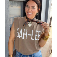 Women's Gah-Lee Graphic Muscle Tee in Espresso