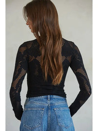 Women's L/S Knit Seamless Jacquard Mock Neck Top (Available in 2 Colors!)