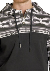 Rock & Roll Denim Men's Color Block Hoodie in Black
