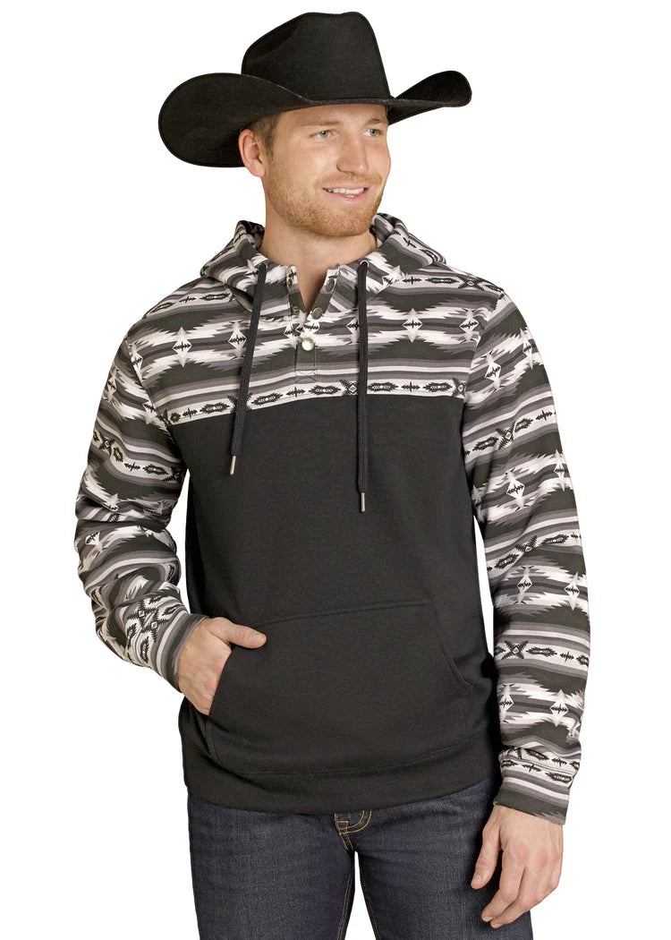 Rock & Roll Denim Men's Color Block Hoodie in Black
