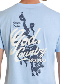 Rock & Roll Denim Unisex God, Country, Rodeo Graphic T-Shirt in Baby Blue