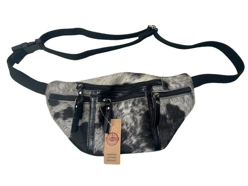 Vintage Cowhide Fanny Pack Sling in Black