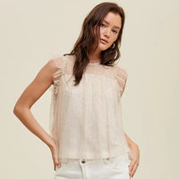 Women's Metallic Polka Dot High Neck Top