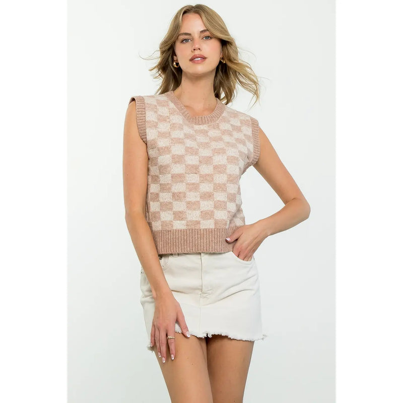 Women's Checkered Sweater Vest