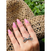Sterling Silver Handmade Beaded Bow Tie Stretch Ring
