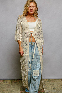 Women's Front Tie Crochet Duster