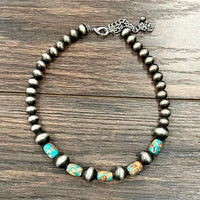 15"  Navajo Inspired Gemstone Beaded Necklace