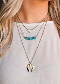 West & Co. Burnished Gold Layered Turquoise & Naja Multi-Chain Necklace