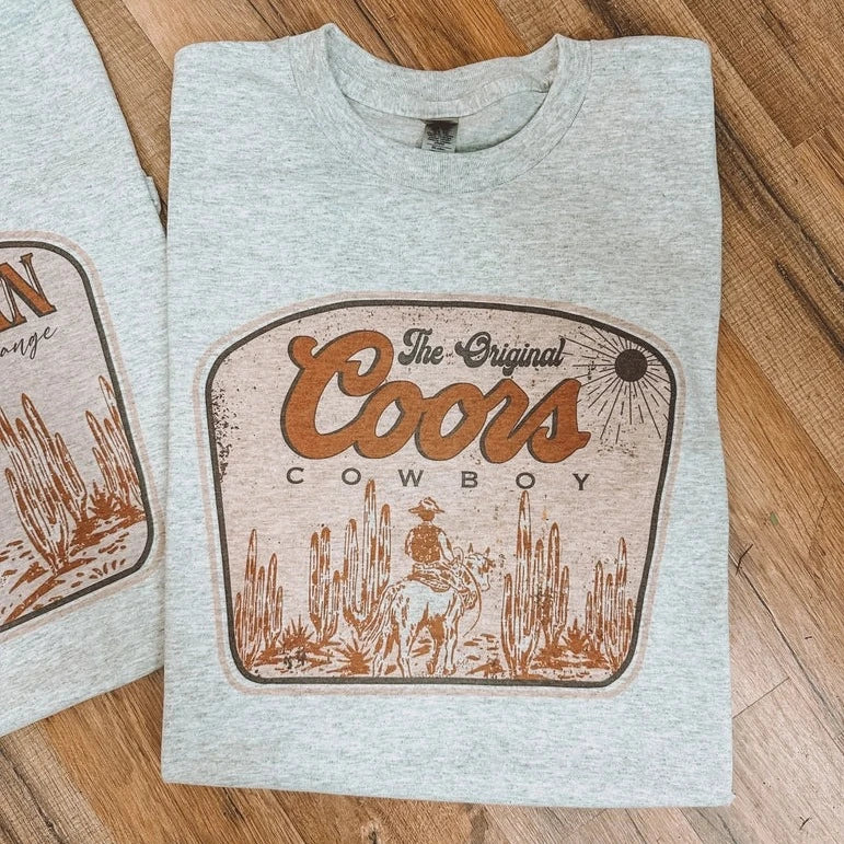 Women's "Coors Sunset Cowboy" Graphic Tee in Ash Grey